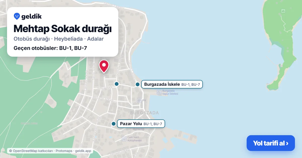 Mehtap Sokak otobüs durağı haritada: konumu ve yakındaki duraklar
