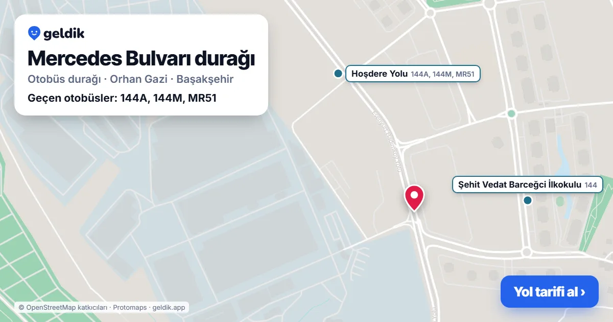Mercedes Bulvarı otobüs durağı haritada: konumu ve yakındaki duraklar