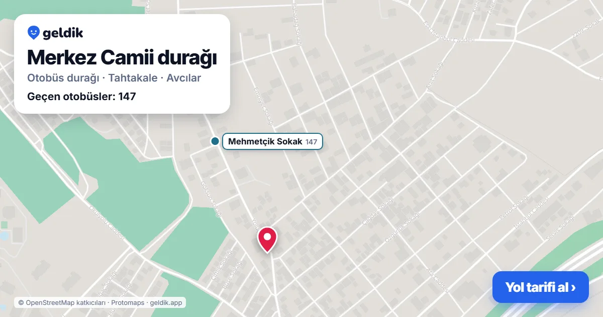 Merkez Camii otobüs durağı haritada: konumu ve yakındaki duraklar