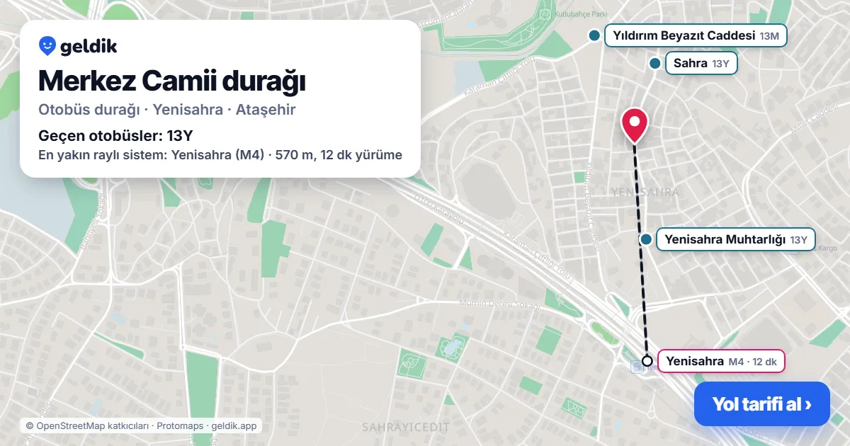 Merkez Camii otobüs durağı haritada: konumu ve yakındaki duraklar