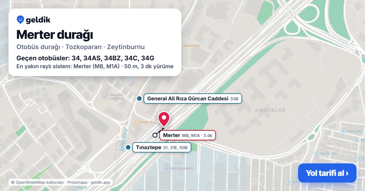 Merter otobüs durağı haritada: konumu ve yakındaki duraklar