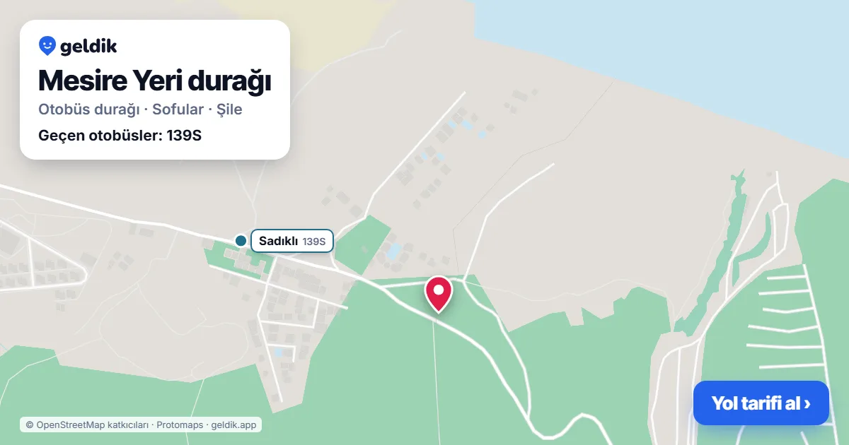 Mesire Yeri otobüs durağı haritada: konumu ve yakındaki duraklar