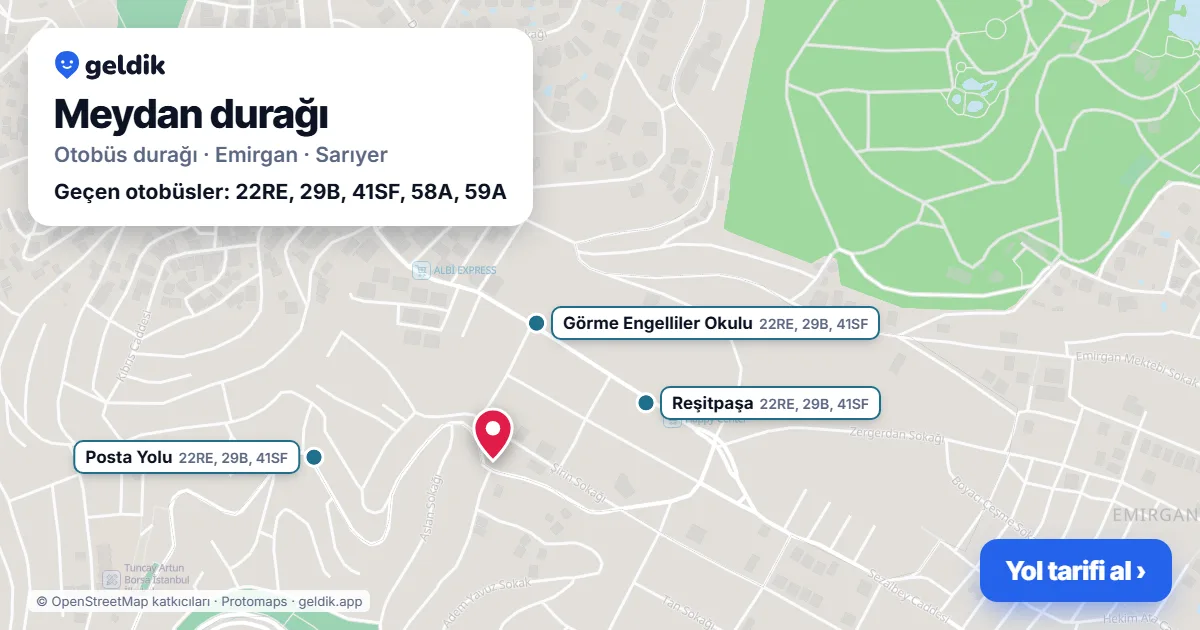 Meydan otobüs durağı haritada: konumu ve yakındaki duraklar
