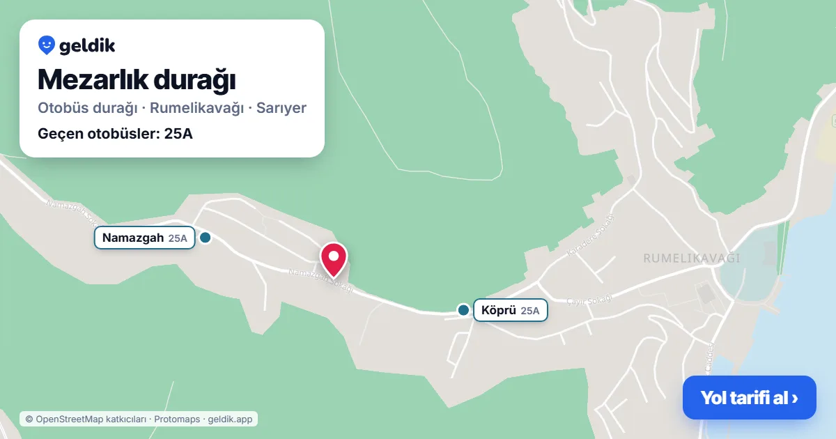Mezarlık otobüs durağı haritada: konumu ve yakındaki duraklar