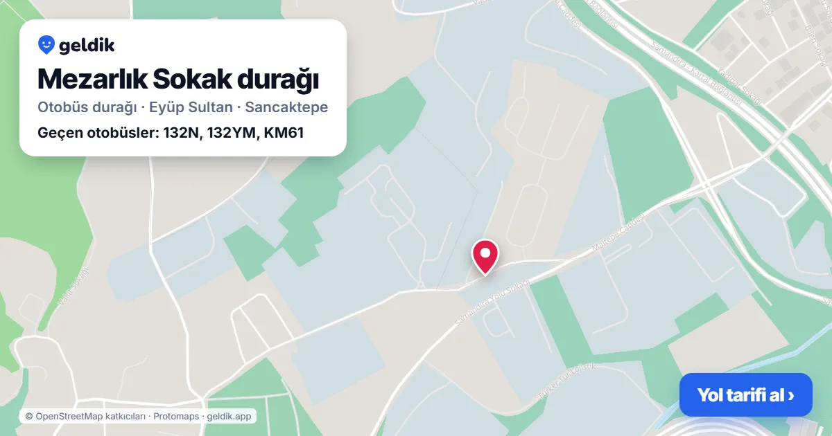 Mezarlık Sokak otobüs durağı haritada: konumu ve yakındaki duraklar
