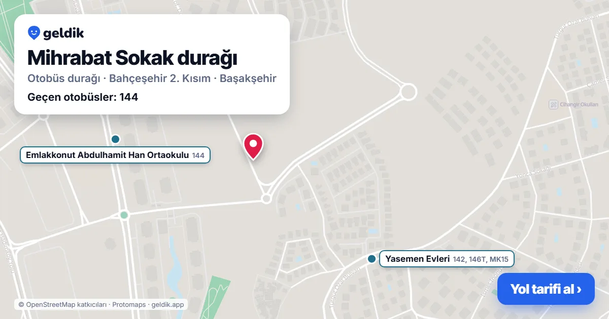 Mihrabat Sokak otobüs durağı haritada: konumu ve yakındaki duraklar