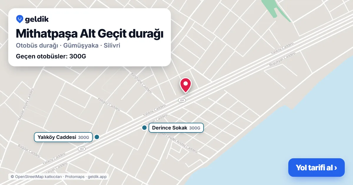Mithatpaşa Alt Geçit otobüs durağı haritada: konumu ve yakındaki duraklar