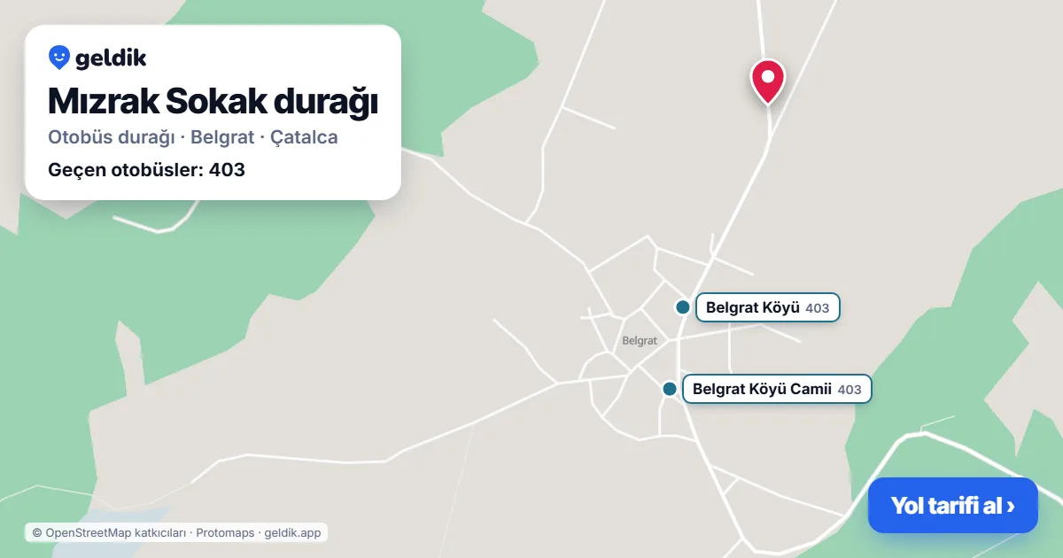 Mızrak Sokak otobüs durağı haritada: konumu ve yakındaki duraklar