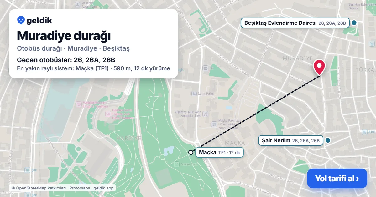 Muradiye otobüs durağı haritada: konumu ve yakındaki duraklar
