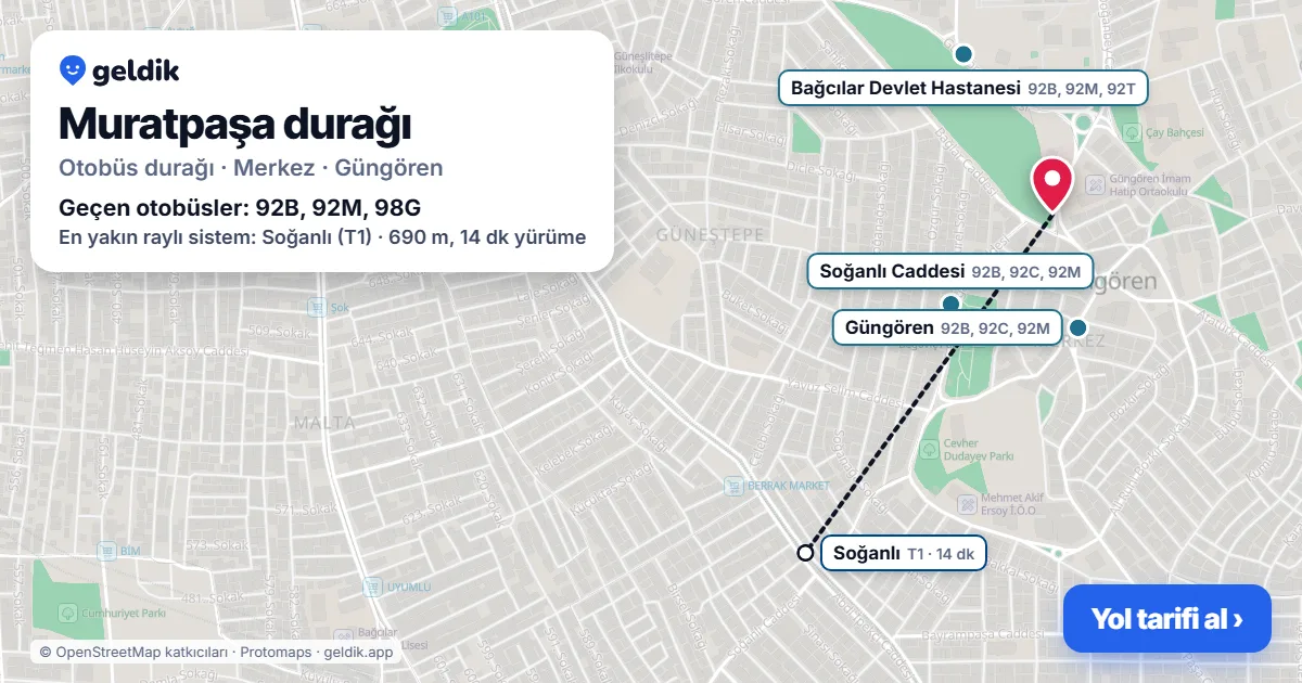 Muratpaşa otobüs durağı haritada: konumu ve yakındaki duraklar