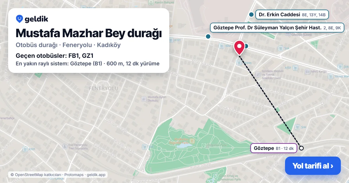 Mustafa Mazhar Bey otobüs durağı haritada: konumu ve yakındaki duraklar