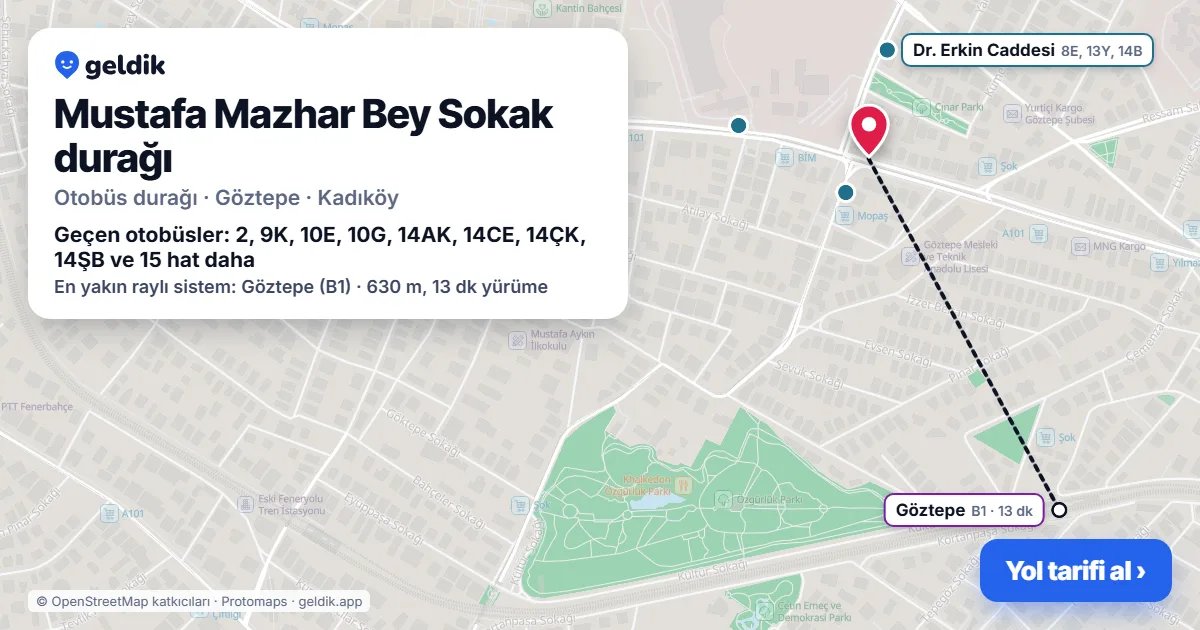 Mustafa Mazhar Bey Sokak otobüs durağı haritada: konumu ve yakındaki duraklar