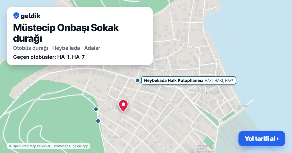 Müstecip Onbaşı Sokak otobüs durağı haritada: konumu ve yakındaki duraklar
