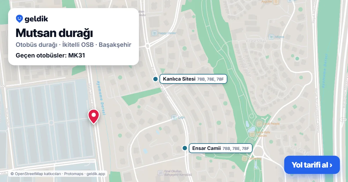 Mutsan otobüs durağı haritada: konumu ve yakındaki duraklar