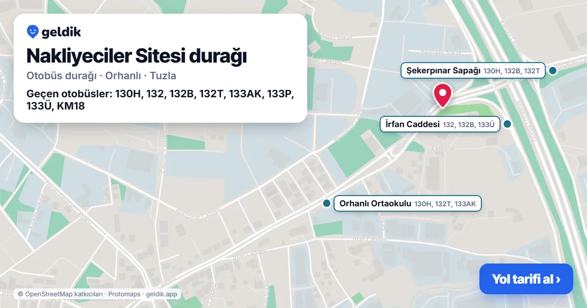 Nakliyeciler Sitesi otobüs durağı haritada: konumu ve yakındaki duraklar