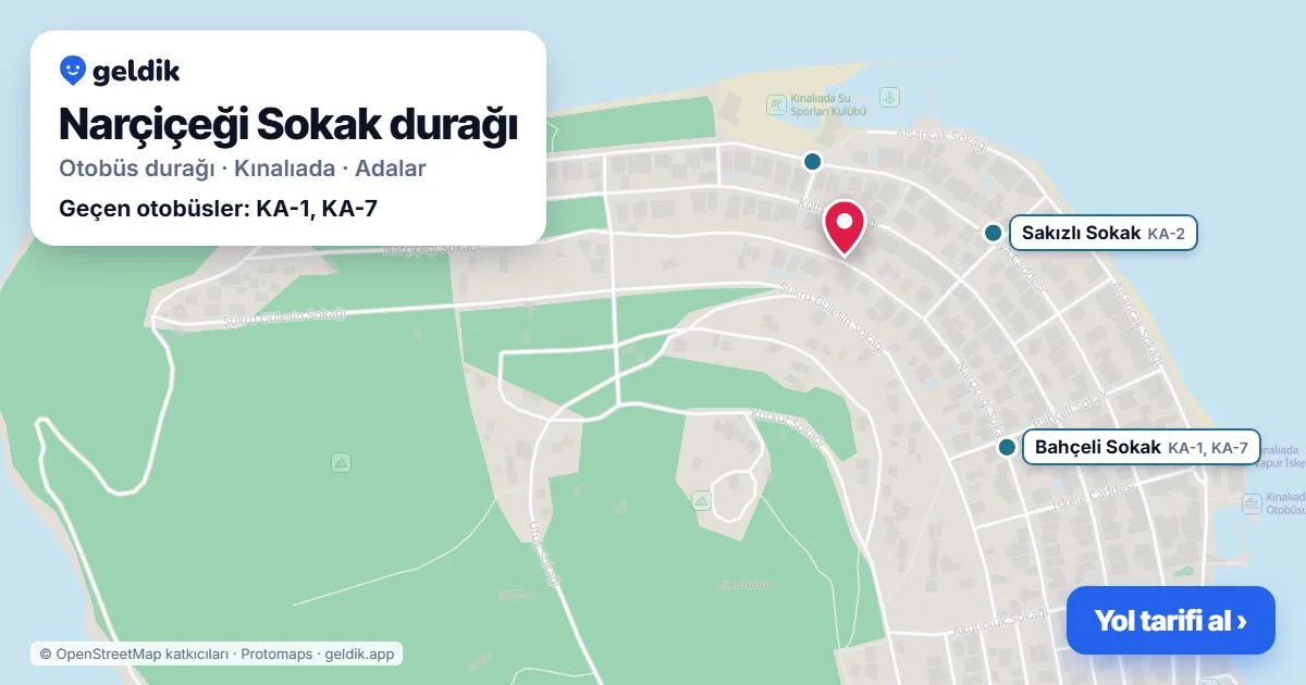 Narçiçeği Sokak otobüs durağı haritada: konumu ve yakındaki duraklar