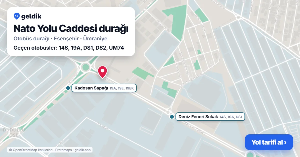 Nato Yolu Caddesi otobüs durağı haritada: konumu ve yakındaki duraklar