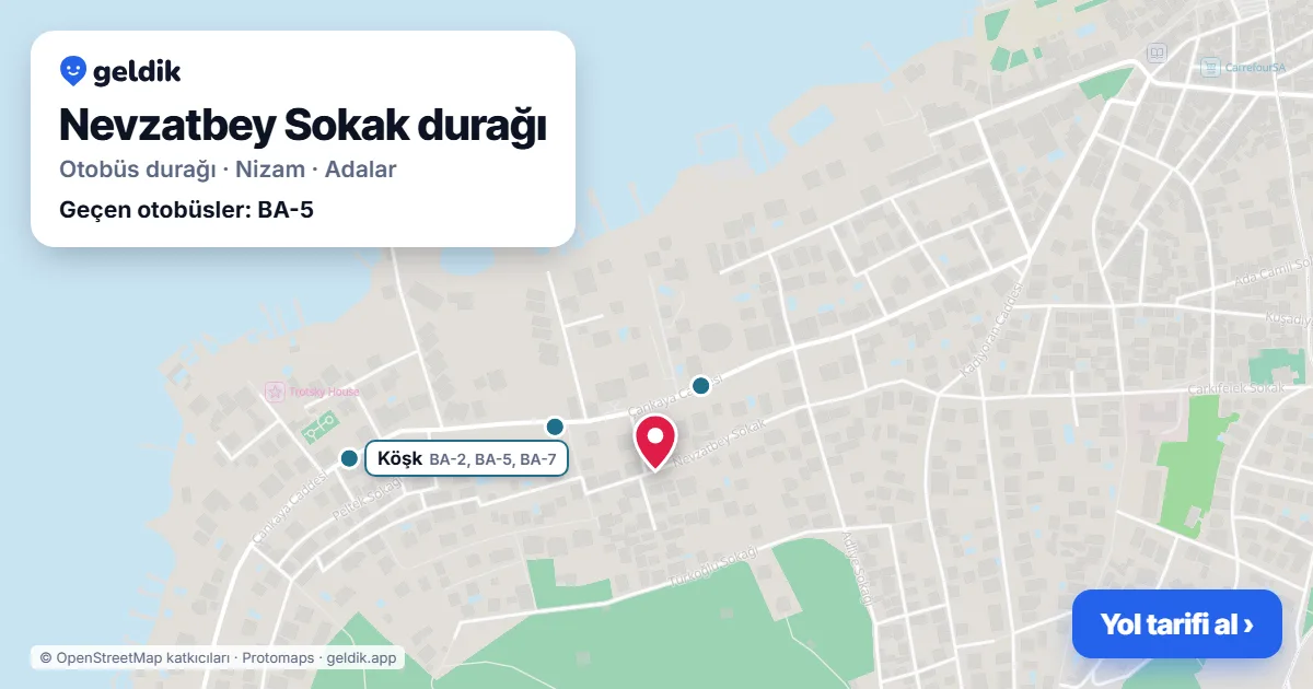 Nevzatbey Sokak otobüs durağı haritada: konumu ve yakındaki duraklar