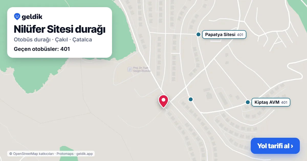 Nilüfer Sitesi otobüs durağı haritada: konumu ve yakındaki duraklar