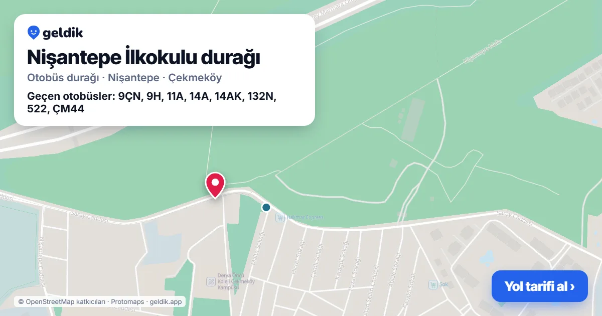 Nişantepe İlkokulu otobüs durağı haritada: konumu ve yakındaki duraklar