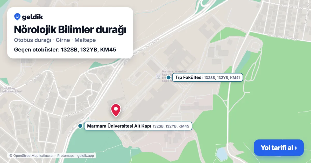 Nörolojik Bilimler otobüs durağı haritada: konumu ve yakındaki duraklar