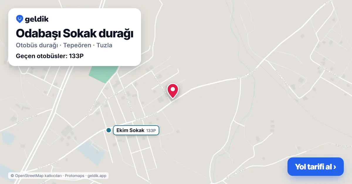 Odabaşı Sokak otobüs durağı haritada: konumu ve yakındaki duraklar