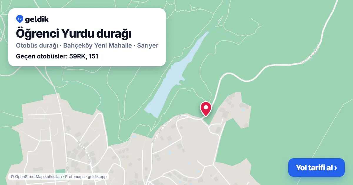 Öğrenci Yurdu otobüs durağı haritada: konumu ve yakındaki duraklar
