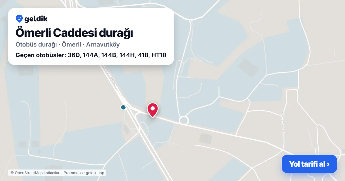 Ömerli Caddesi otobüs durağı haritada: konumu ve yakındaki duraklar