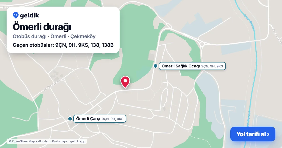 Ömerli otobüs durağı haritada: konumu ve yakındaki duraklar