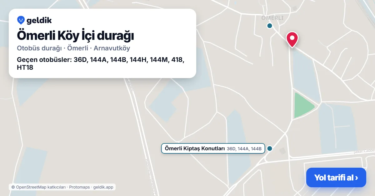 Ömerli Köy İçi otobüs durağı haritada: konumu ve yakındaki duraklar