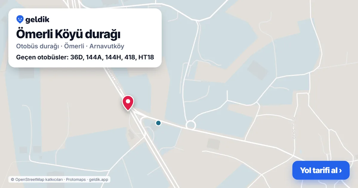 Ömerli Köyü otobüs durağı haritada: konumu ve yakındaki duraklar