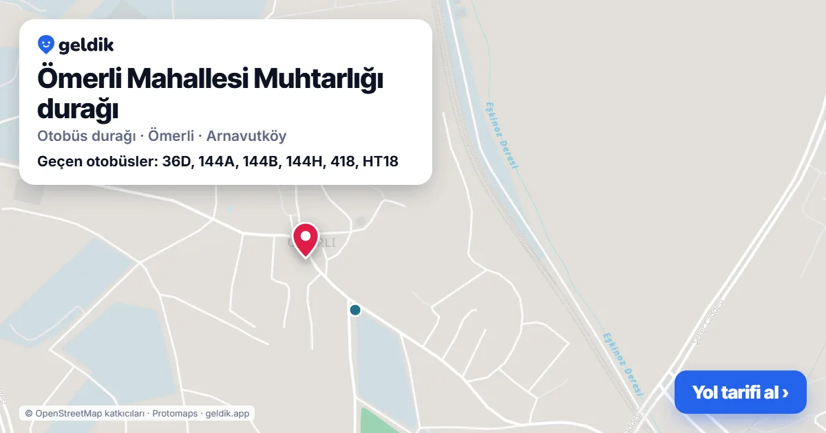 Ömerli Mahallesi Muhtarlığı otobüs durağı haritada: konumu ve yakındaki duraklar