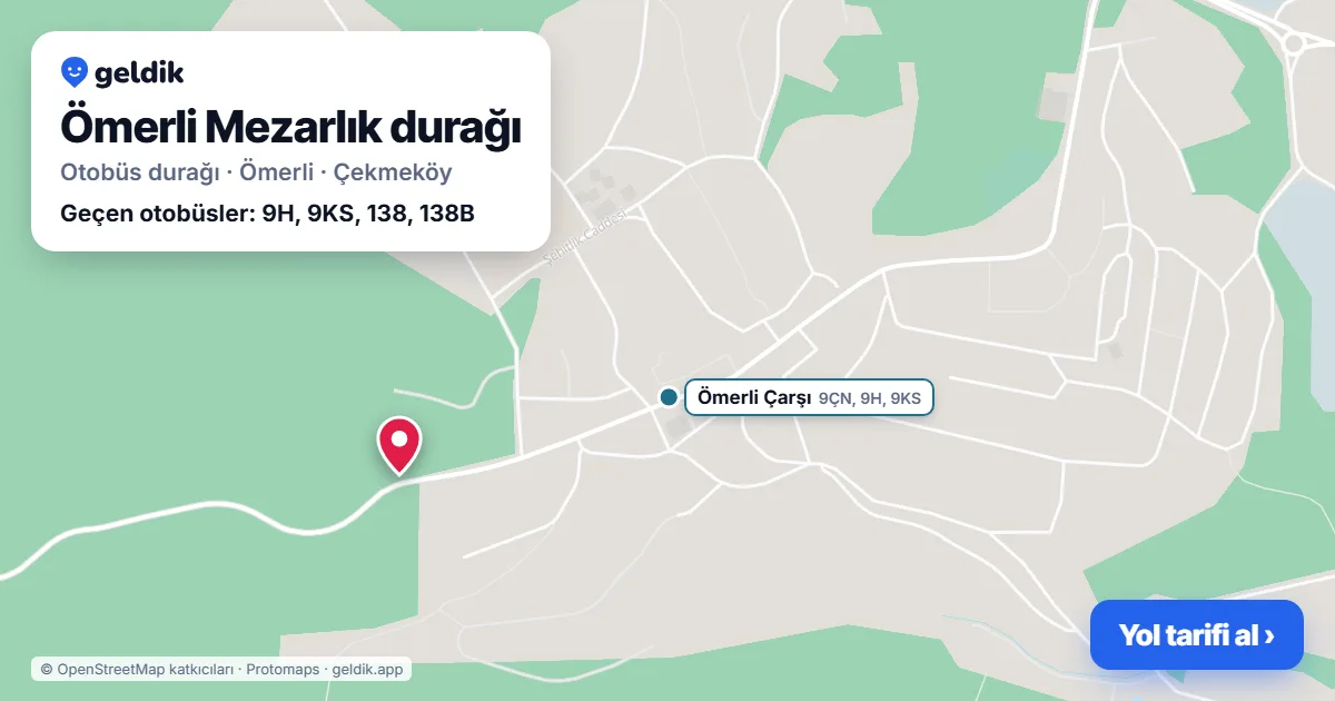 Ömerli Mezarlık otobüs durağı haritada: konumu ve yakındaki duraklar