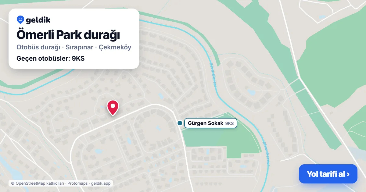 Ömerli Park otobüs durağı haritada: konumu ve yakındaki duraklar