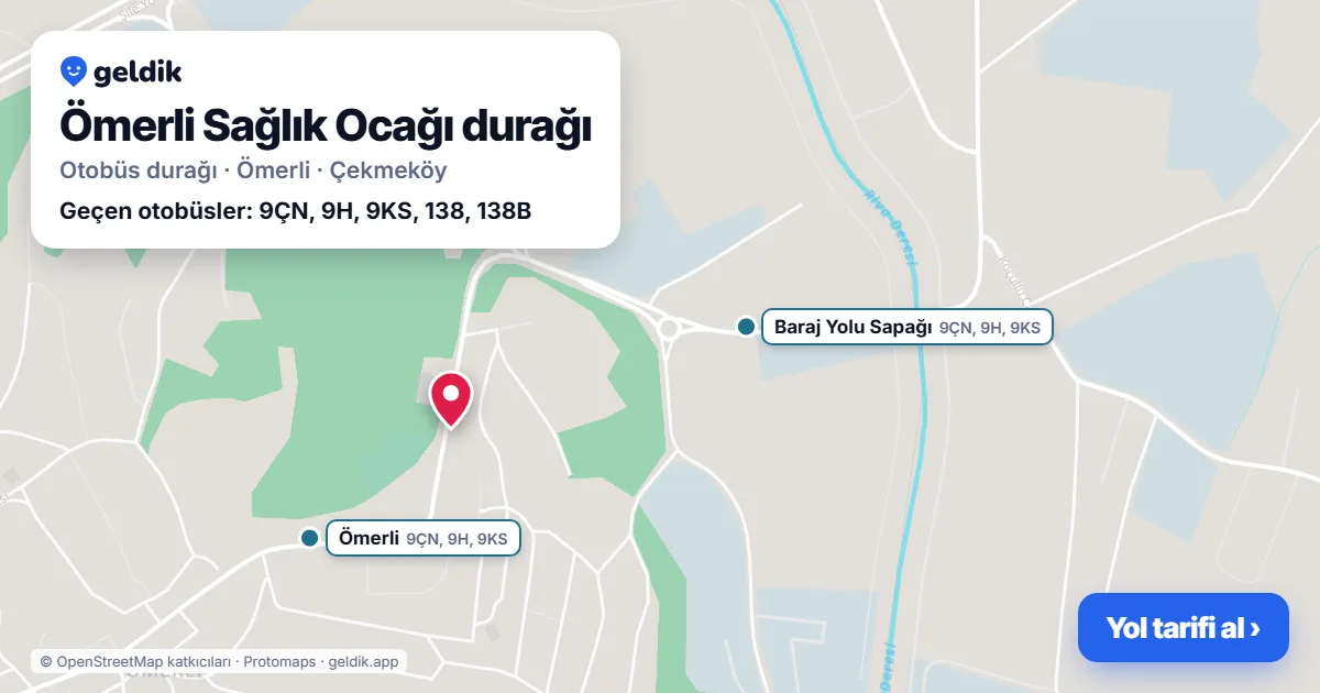 Ömerli Sağlık Ocağı otobüs durağı haritada: konumu ve yakındaki duraklar