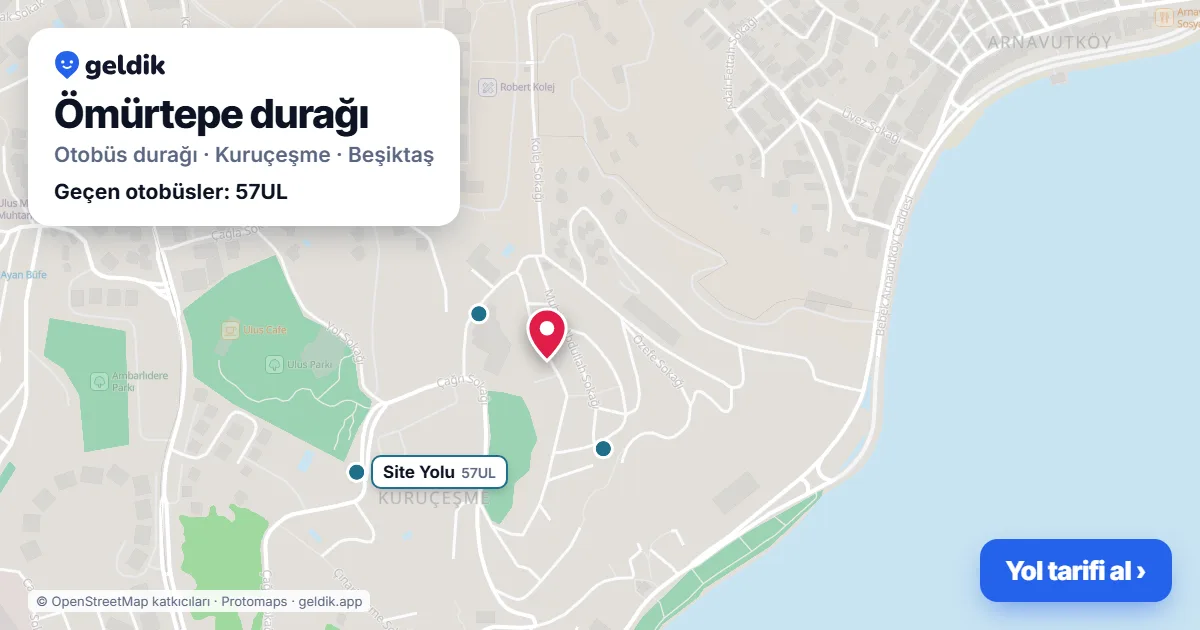 Ömürtepe otobüs durağı haritada: konumu ve yakındaki duraklar