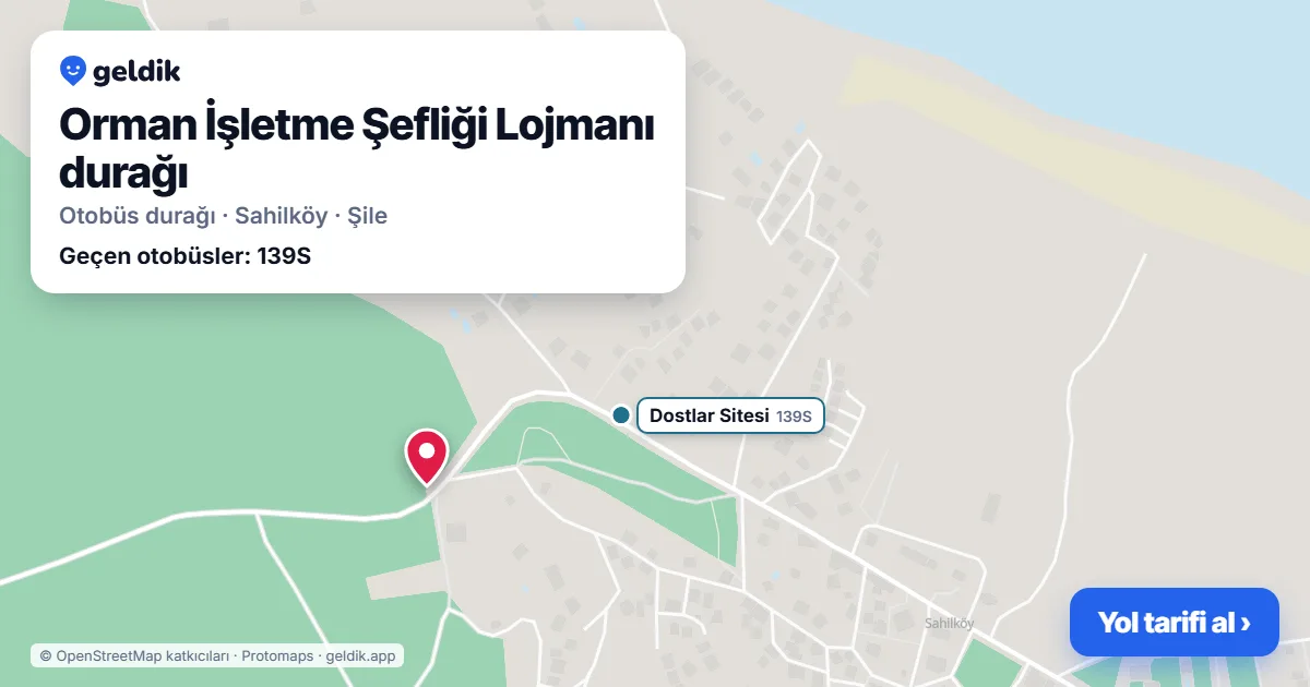 Orman İşletme Şefliği Lojmanı otobüs durağı haritada: konumu ve yakındaki duraklar