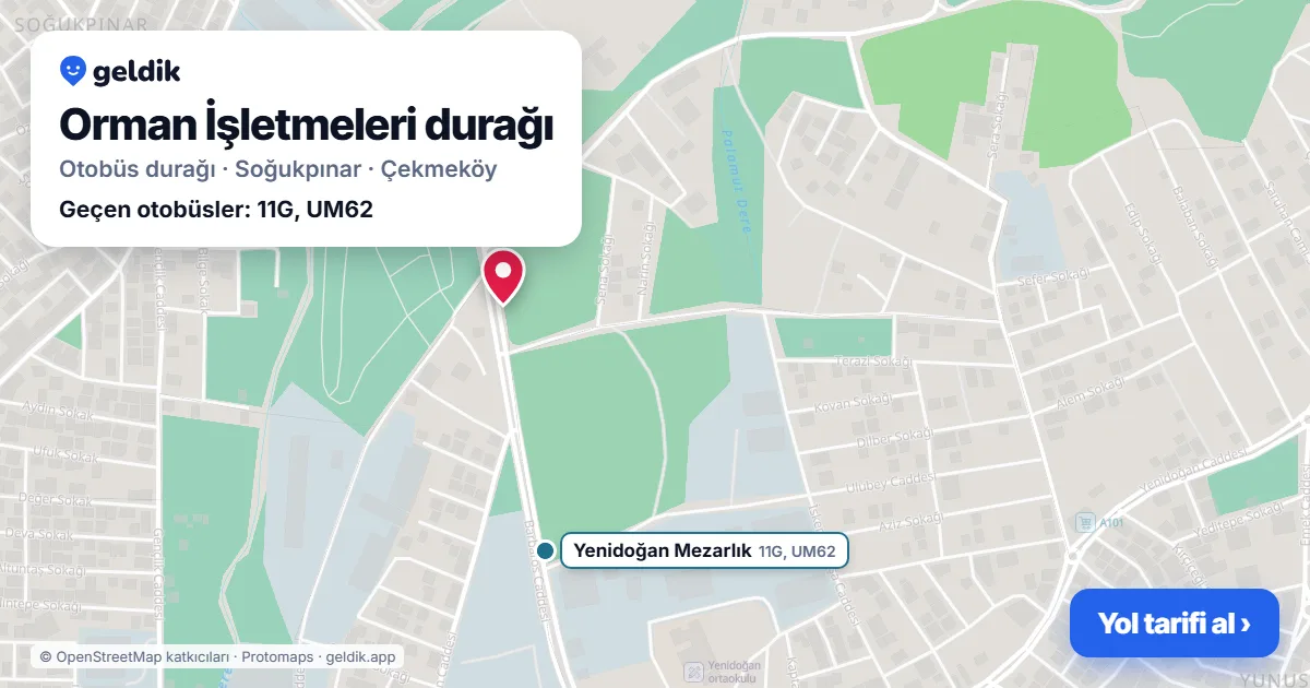 Orman İşletmeleri otobüs durağı haritada: konumu ve yakındaki duraklar