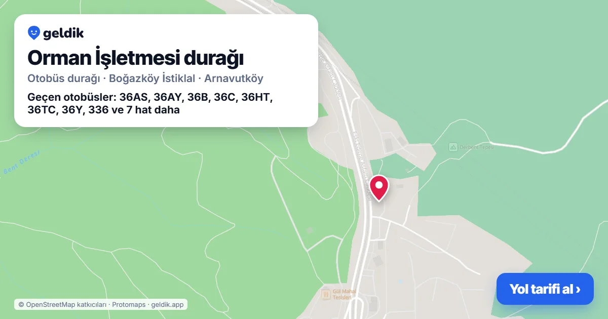 Orman İşletmesi otobüs durağı haritada: konumu ve yakındaki duraklar