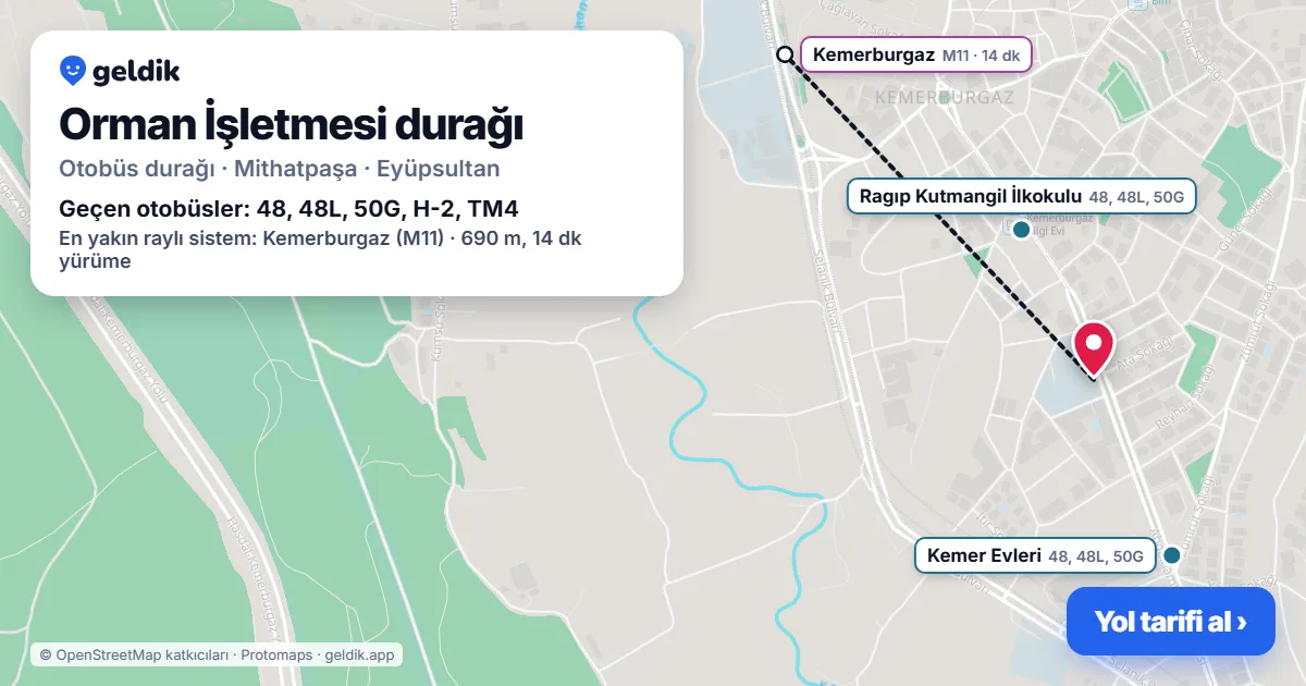 Orman İşletmesi otobüs durağı haritada: konumu ve yakındaki duraklar