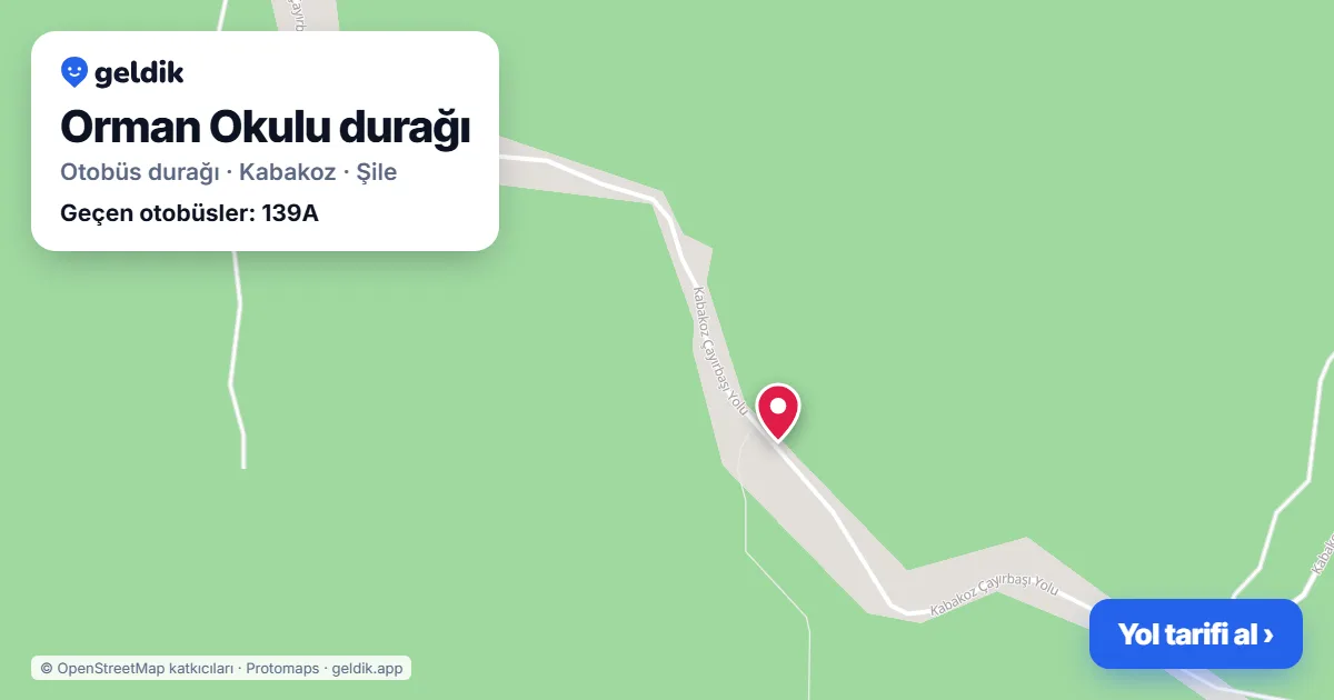 Orman Okulu otobüs durağı haritada: konumu ve yakındaki duraklar