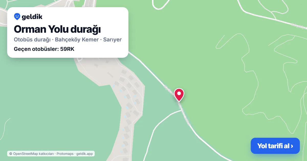 Orman Yolu otobüs durağı haritada: konumu ve yakındaki duraklar