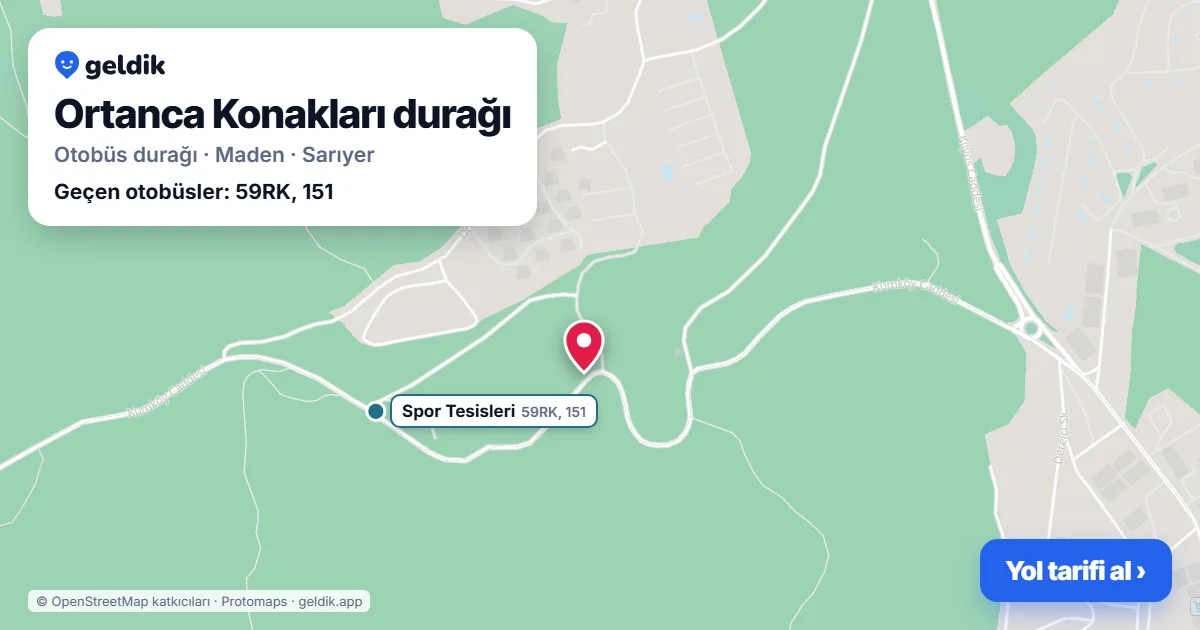 Ortanca Konakları otobüs durağı haritada: konumu ve yakındaki duraklar