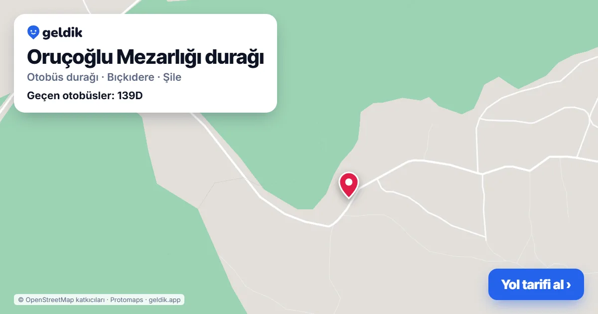 Oruçoğlu Mezarlığı otobüs durağı haritada: konumu ve yakındaki duraklar