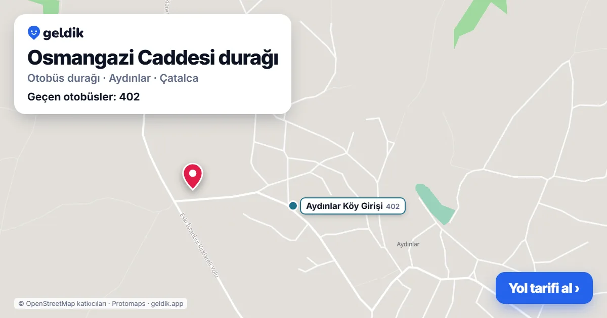 Osmangazi Caddesi otobüs durağı haritada: konumu ve yakındaki duraklar