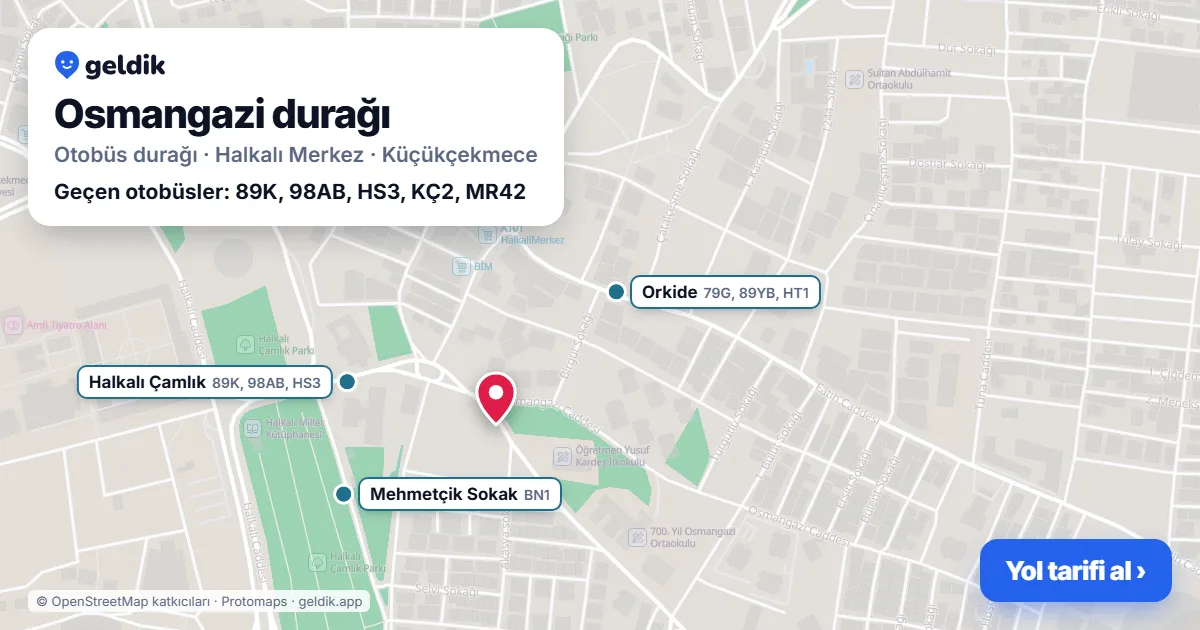 Osmangazi otobüs durağı haritada: konumu ve yakındaki duraklar