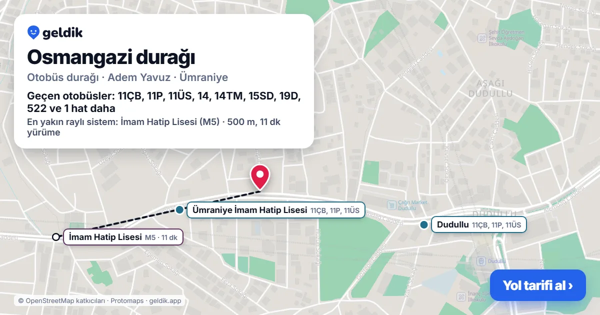 Osmangazi otobüs durağı haritada: konumu ve yakındaki duraklar