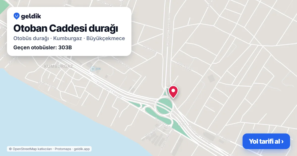 Otoban Caddesi otobüs durağı haritada: konumu ve yakındaki duraklar