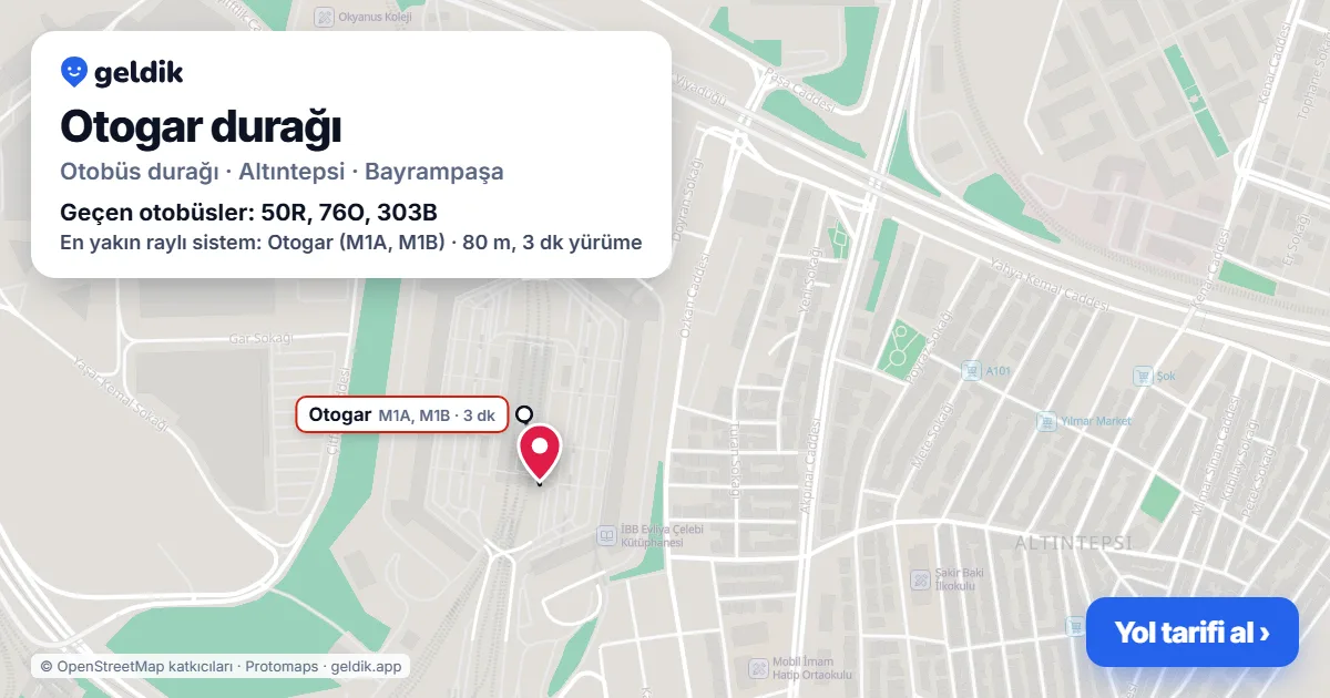 Otogar otobüs durağı haritada: konumu ve yakındaki duraklar