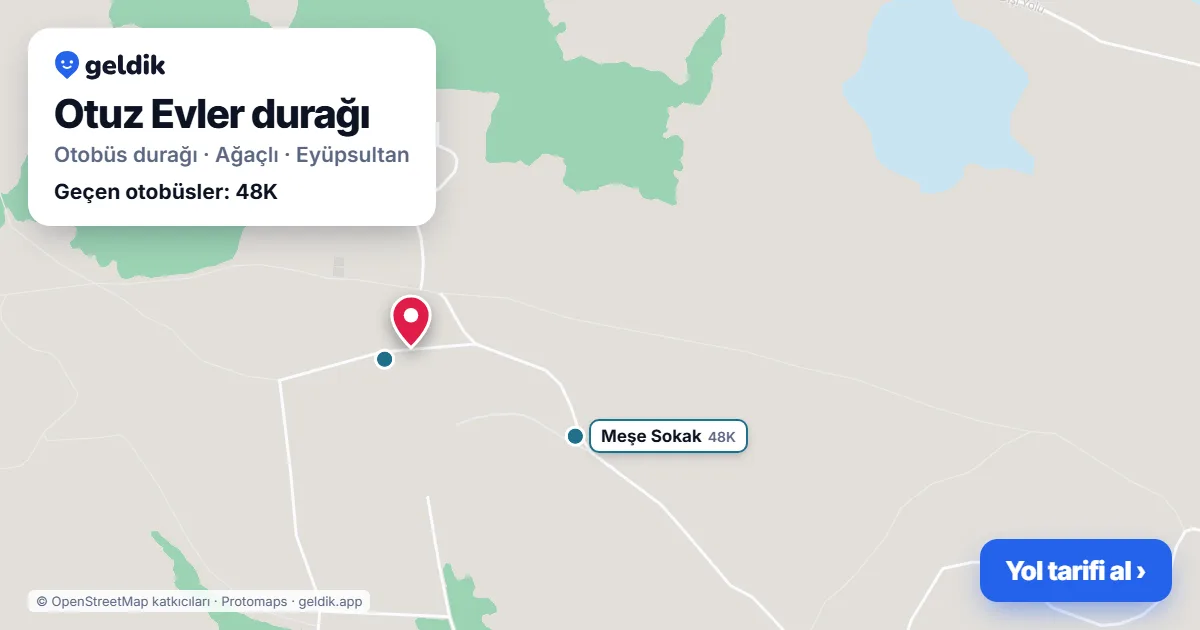 Otuz Evler otobüs durağı haritada: konumu ve yakındaki duraklar